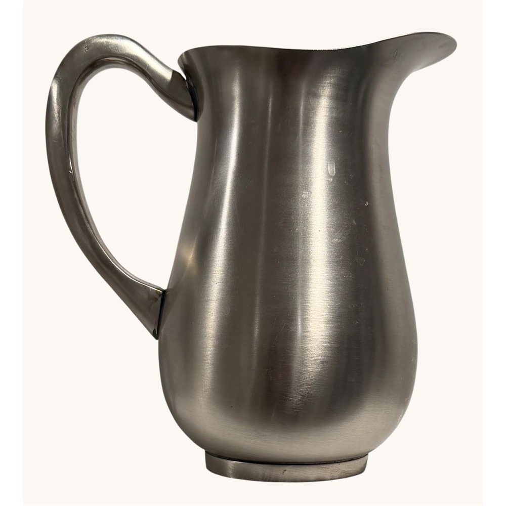 Vintage Pewter Pitcher Made In India Colonial Style Flower Vase 7.5"